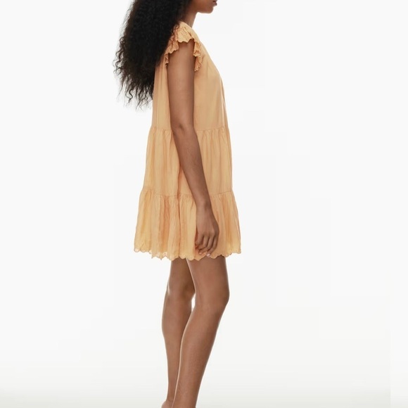 Aritzia Sidonie Tiered Babydoll Mustard light Orange Lightweight  Dress size S - Picture 5 of 9